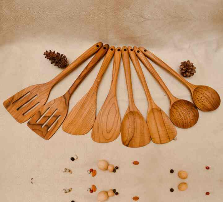 SUTIL 08 - Set Spatula + Skimmer Kayu Jati Perhutani