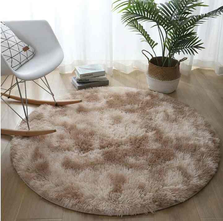 Karpet Bulat Ombre, 1 Meter, Coklat Muda