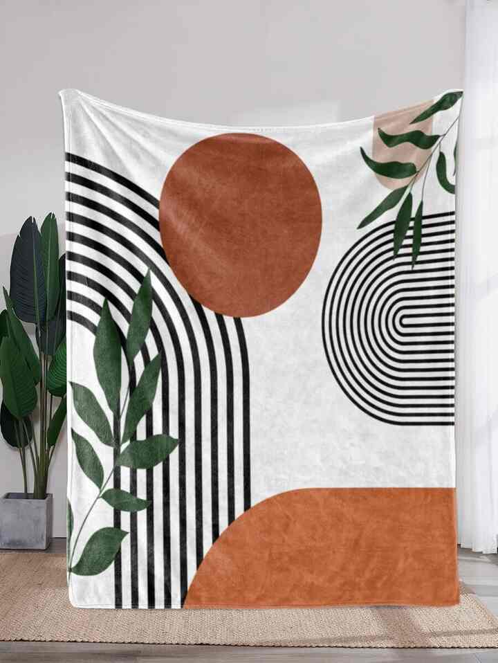 葉っぱ ＆ 抽象画プリント ブランケット