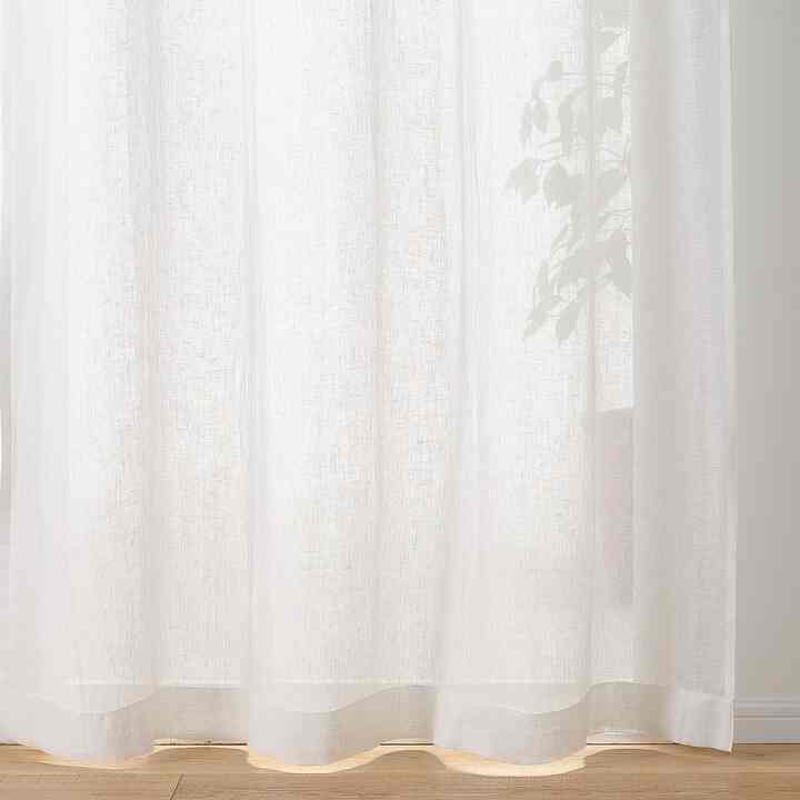 麻ボイルノンプリーツカーテン／オフ白