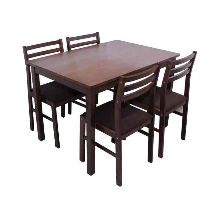 Yericho Set Meja Makan 4 Kursi - Cokelat