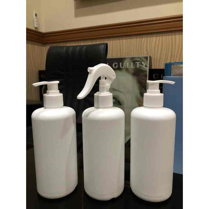 Botol HDPE Pump / Spray White Chalk neck 28 500ml