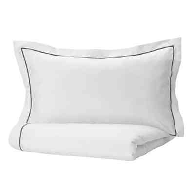 SILVERTISTEL Sarung duvet dan 2 sarung bantal, putih/abu-abu tua, 200x200/50x80 cm
