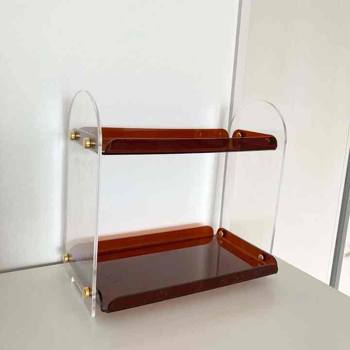 アーチ 卓上アクリルラック 2段