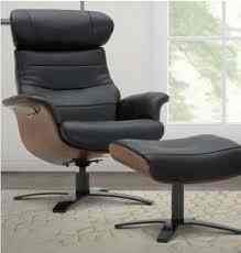 Elvin Modern Leather Reclining Swivel Chair With Ottoman(4 colors)