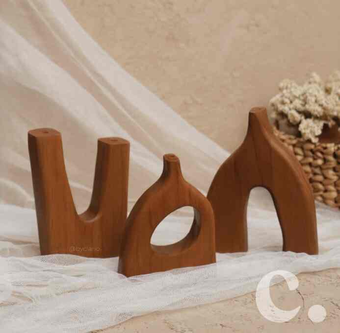 Sekawan Vase SET - 3 Buah Vas Kayu Jati