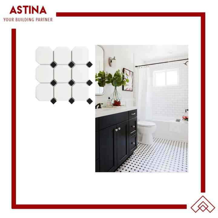 Mosaic Tiles Dekorasi Keramik Matte White+Black 30x30