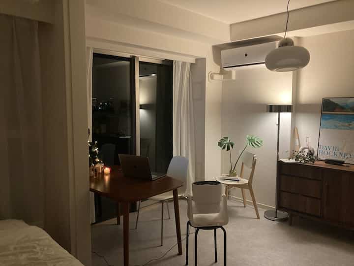 Warm brown-toned dining room featuring ambient lighting creating a quiet, cozy atmosphere