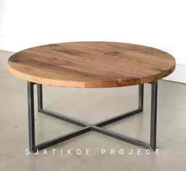 meja tamu kayu kaki besi minimalis modern