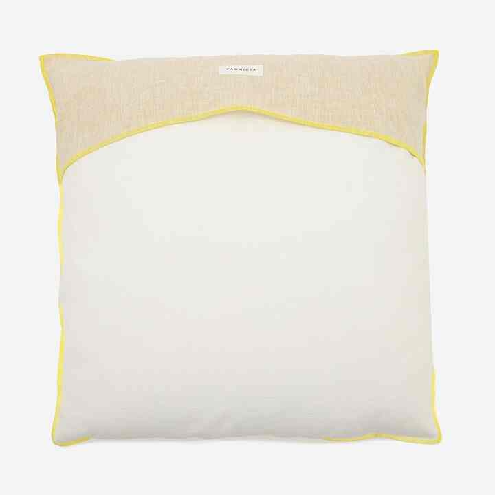 リヤン クッションカバー 45cm角 ホワイト×イエロー