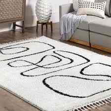 Abstract Shag Tassel Area Rug