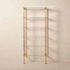 Cambio Brushed Brass Wall Mount Bookshelf with Glass Shelves