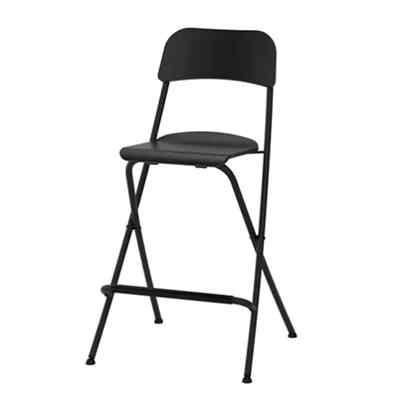 FRANKLIN, Kursi bar dg sandaran, dpt dilipat, hitam/hitam, 63 cm