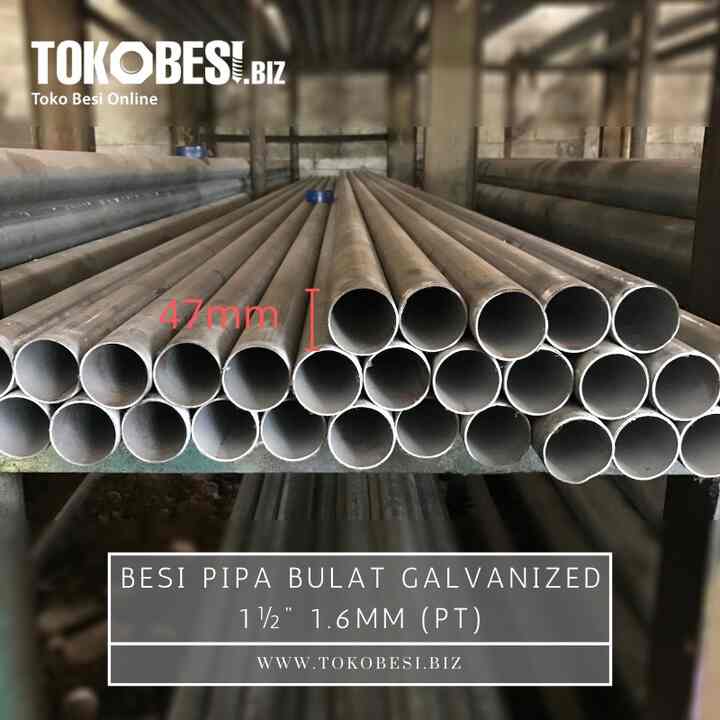 Besi Pipa Bulat Galvanized 1½" 1.6mm (pt)
