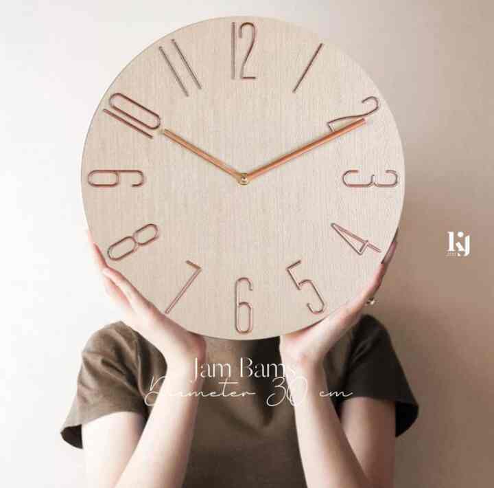 Jam Dinding Bams, Diameter 30 cm, Khaki