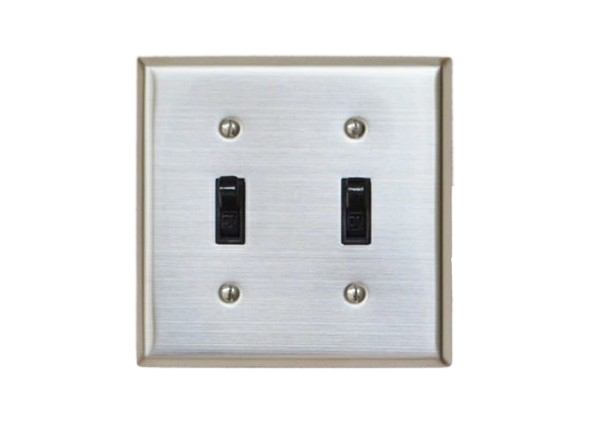 ステンレスヘアライン2口スイッチプレート