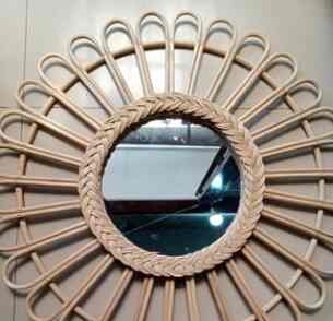 CERMIN KACA DINDING ROTAN AESTHETIC