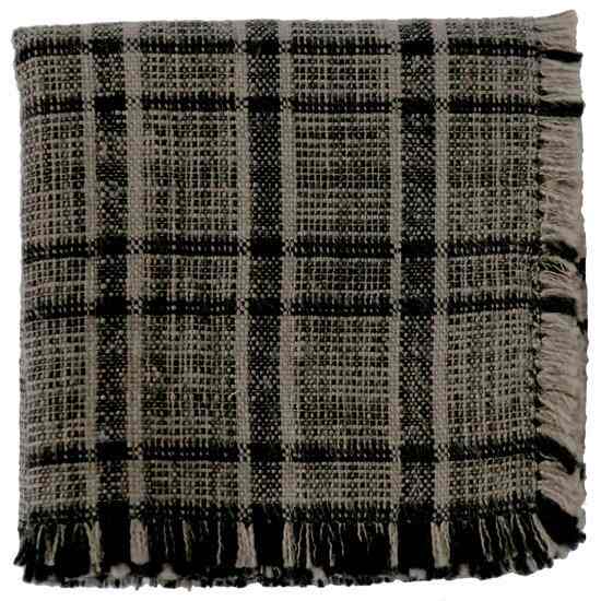 チャコール逆スラブチェック フリンジ