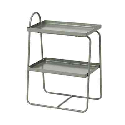 HATTÅSEN Meja samping tempat tidur/unit rak, abu-abu-hijau