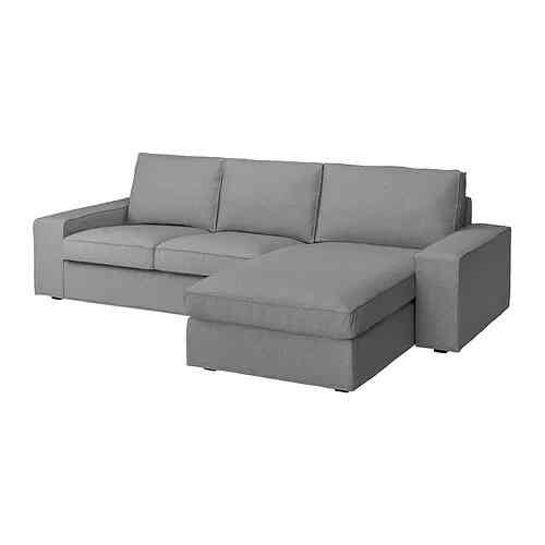 Sofa Kivik 3 dudukan dengan chaise longue, Tibbleby krem/abu-abu