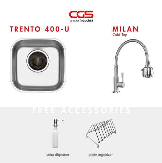 Trento 400-U Kitchen Sink + Kran Air CGS Milan