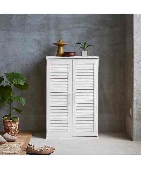 ナチュラルベーシックなルーバーシューズボックス ［3色］