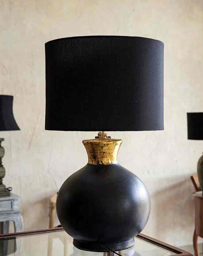 Black Polo Lamp with Gold Neck Accent (Custom)
