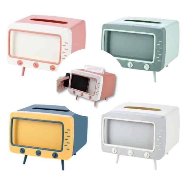 Kotak Tissue Box Organizer Bentuk TV Stand Holder
