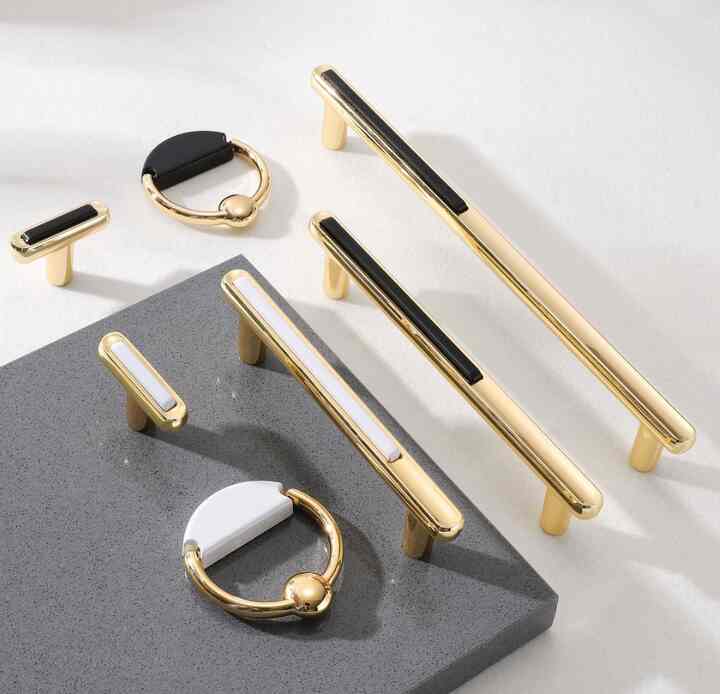 Handle lemari Handle Emas Hitam Putih