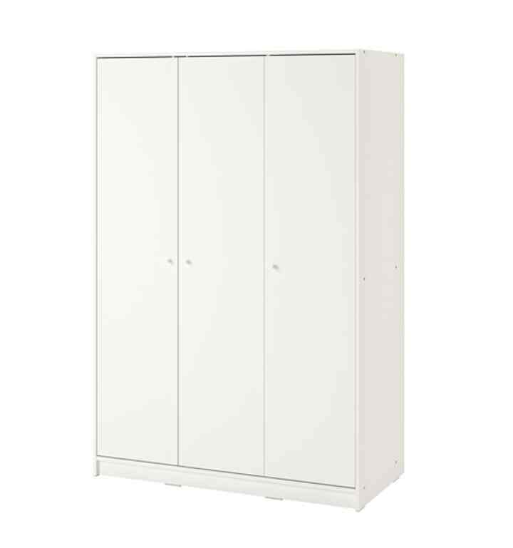 KLEPPSTAD, Lemari pakaian 3 pintu, putih, 117x176 cm