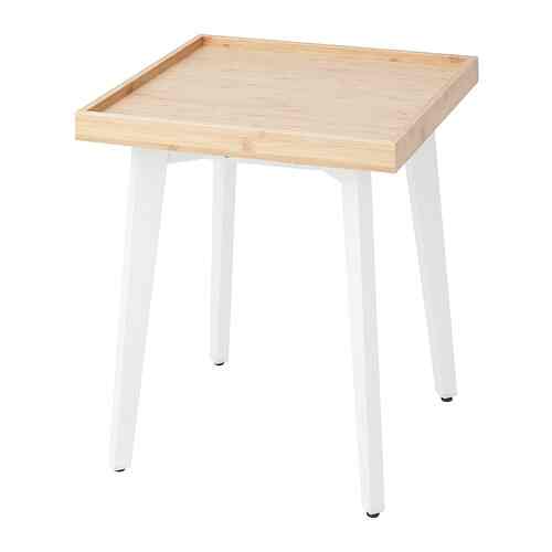 SURNADAL, Meja samping tempat tidur, bambu/putih, 40x40 cm