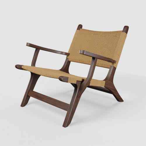 Kursi Kayu Saravad Lounge Chair - Rotan Coklat