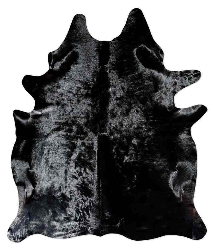 Solid Black Cowhide Rug