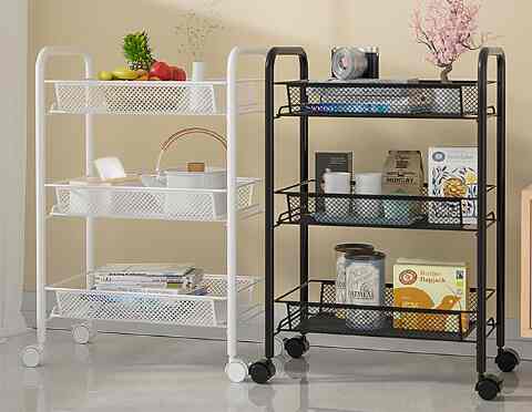 Rak Lantai Beroda Putih 3 Susun