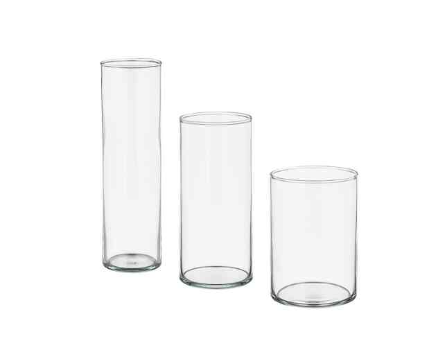 CYLINDER, Vas, set isi 3, kaca bening