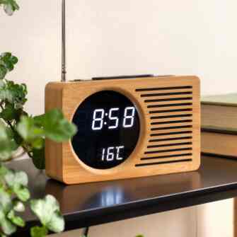 Alarm Clock Retro Radio Bamboo