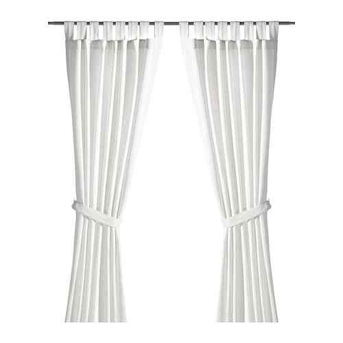 LENDA, Gorden dengan pengikat, 1 pasang, putih, 140x250 cm