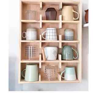 Rak Mug Kayu Estetik 12 pcs