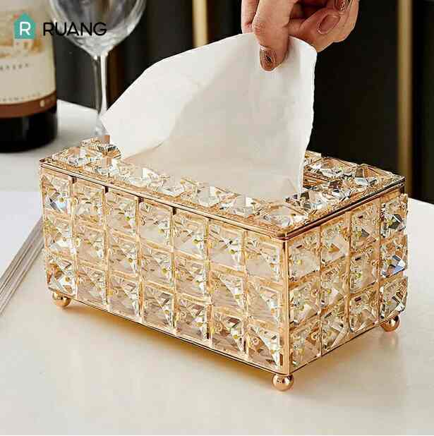 Tempat Tissue Gold Kristal