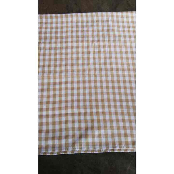 Taplak Meja Motif Kotak Kotak, Cokelat Muda