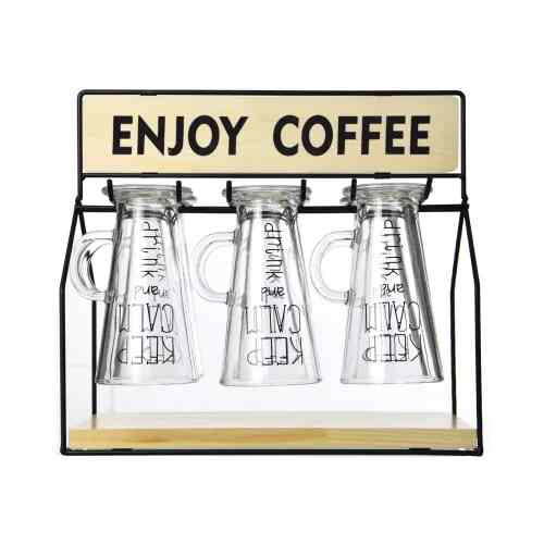 Appetite Set 7 pcs gelas kopi dengan Rak Penyimpanan