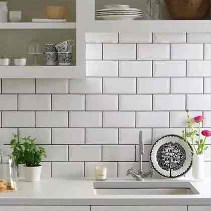 Signature Keramik Dinding 7.5x15 Bevel Putih Motif Polos Glossy KW I