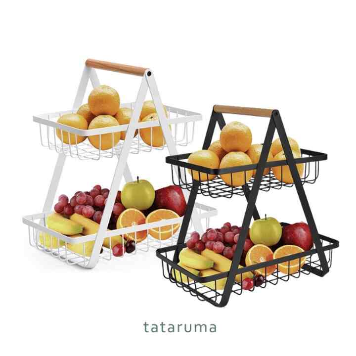 Kakkei - Rak Buah Besi Segitiga Tingkat 2 Serbaguna