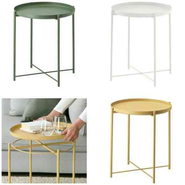 GLADOM, Meja baki, abu-abu tua-krem, 45x53 cm