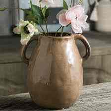 Brown Ceramic Vase with 2 Handles