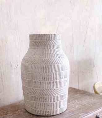 Gores Vase Handmade Terracotta - Putih