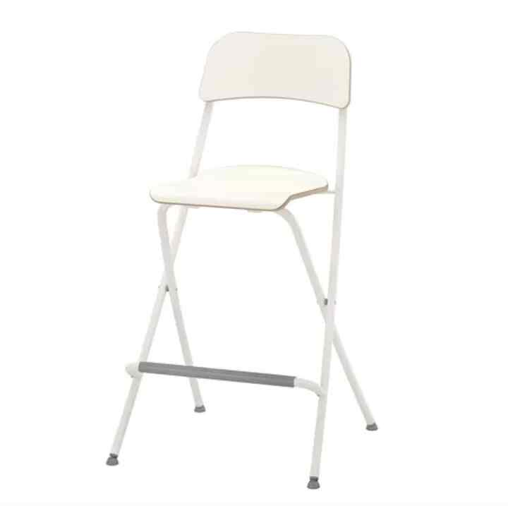FRANKLIN Bar stool with backrest, foldable, white/white, 63 cm