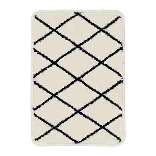 SPARVBOMAL Keset kamar mandi, putih/hitam, 40x60 cm
