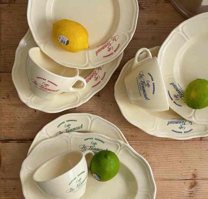 Piring Gelas Estetik Keramik Cafe Dessert