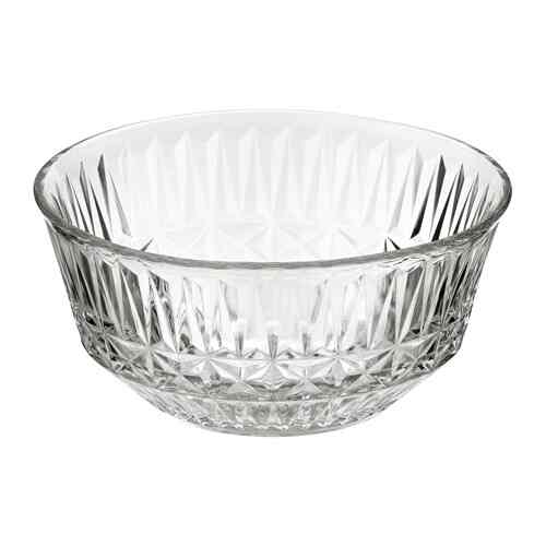 SÄLLSKAPLIG Bowl, clear glass/patterned, 15 cm